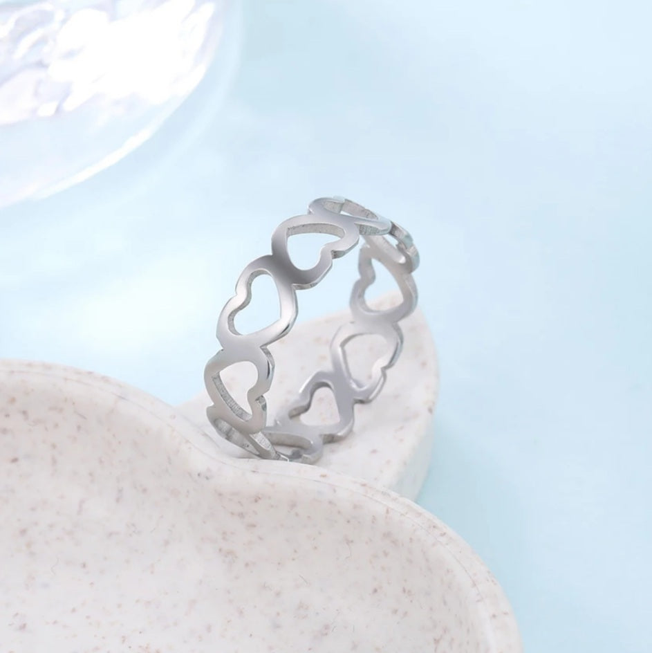 Stainless Steel Hollow Heart Ring