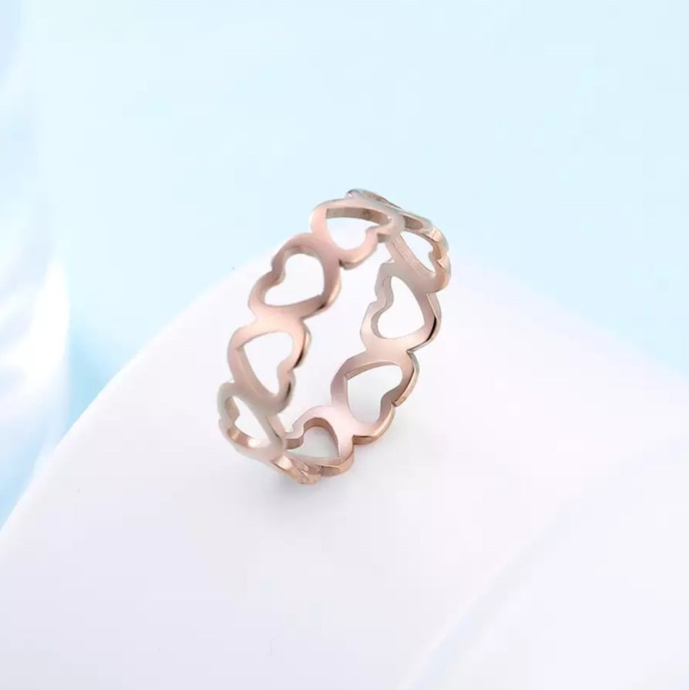 Stainless Steel Hollow Heart Ring