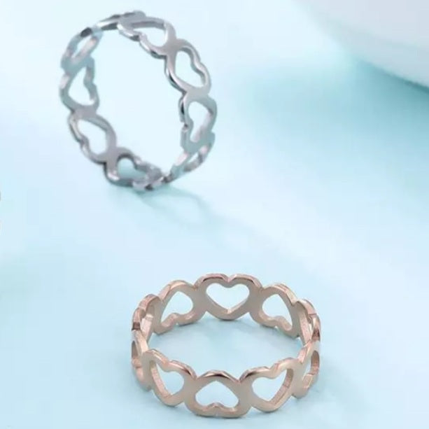 Stainless Steel Hollow Heart Ring