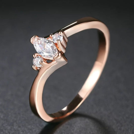 Dainty 18K Rose Gold Cubic Zirconia Ring