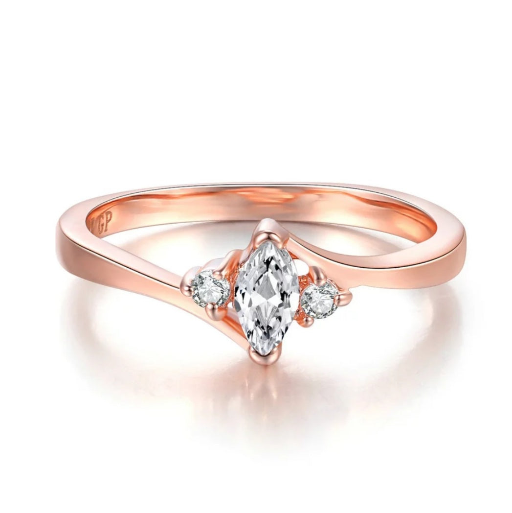 Dainty 18K Rose Gold Cubic Zirconia Ring