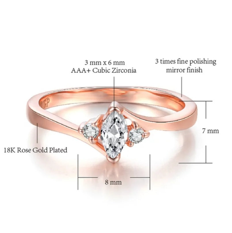 Dainty 18K Rose Gold Cubic Zirconia Ring