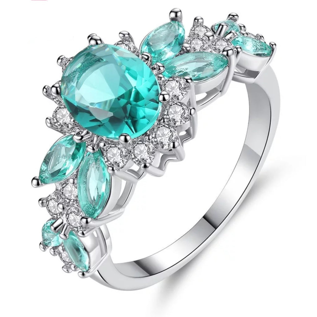 925 Sterling Silver Classic Zircon Cluster Ring