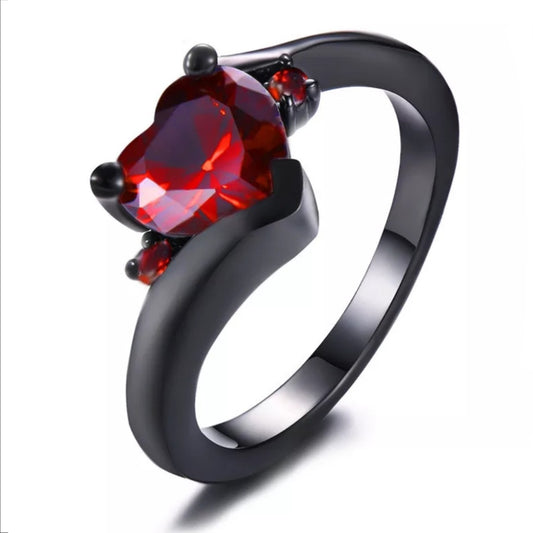 Black Cubic Zirconia Heart Ring