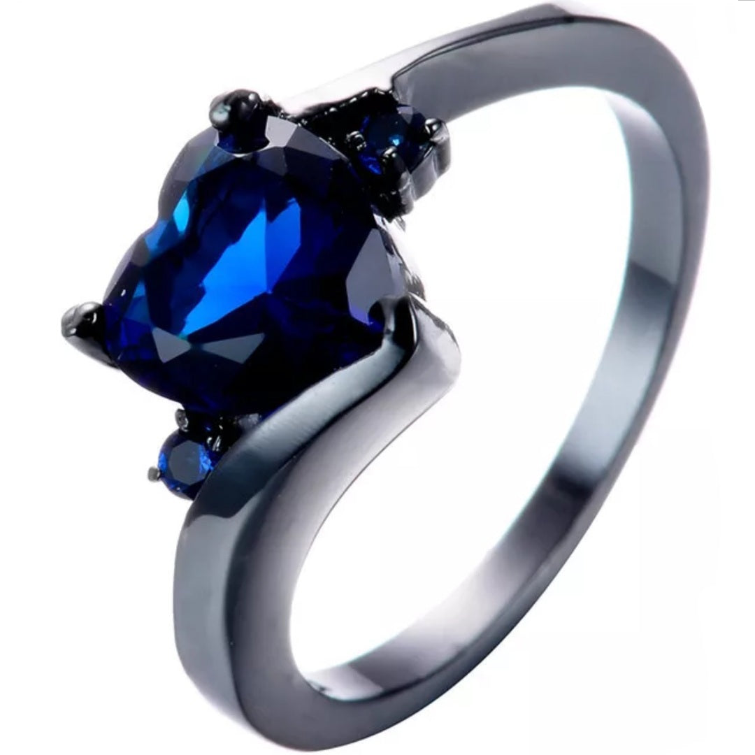 Black Cubic Zirconia Heart Ring