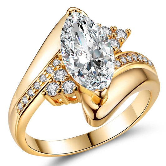 Luxury Gold Marquise Cubic Zirconia Ring